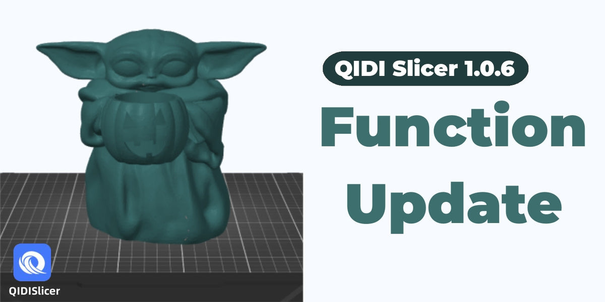 QIDI Slicer 1.0.6 update banner with green model