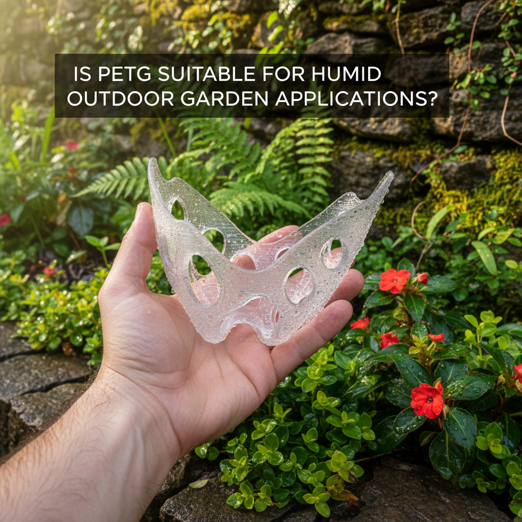 PETG humidity suitability graphic for outdoor garden use