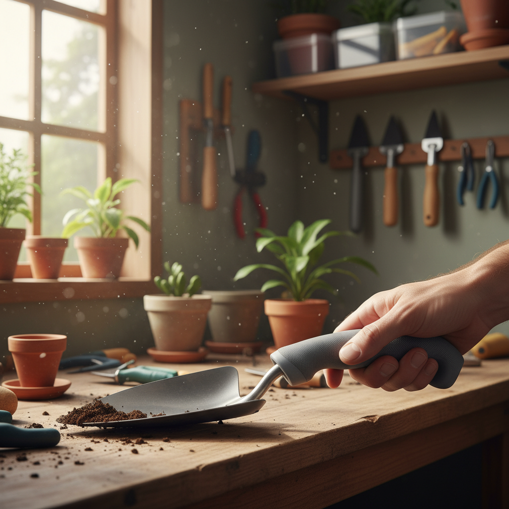 Hand using a 3D printed garden tool grip sleeve