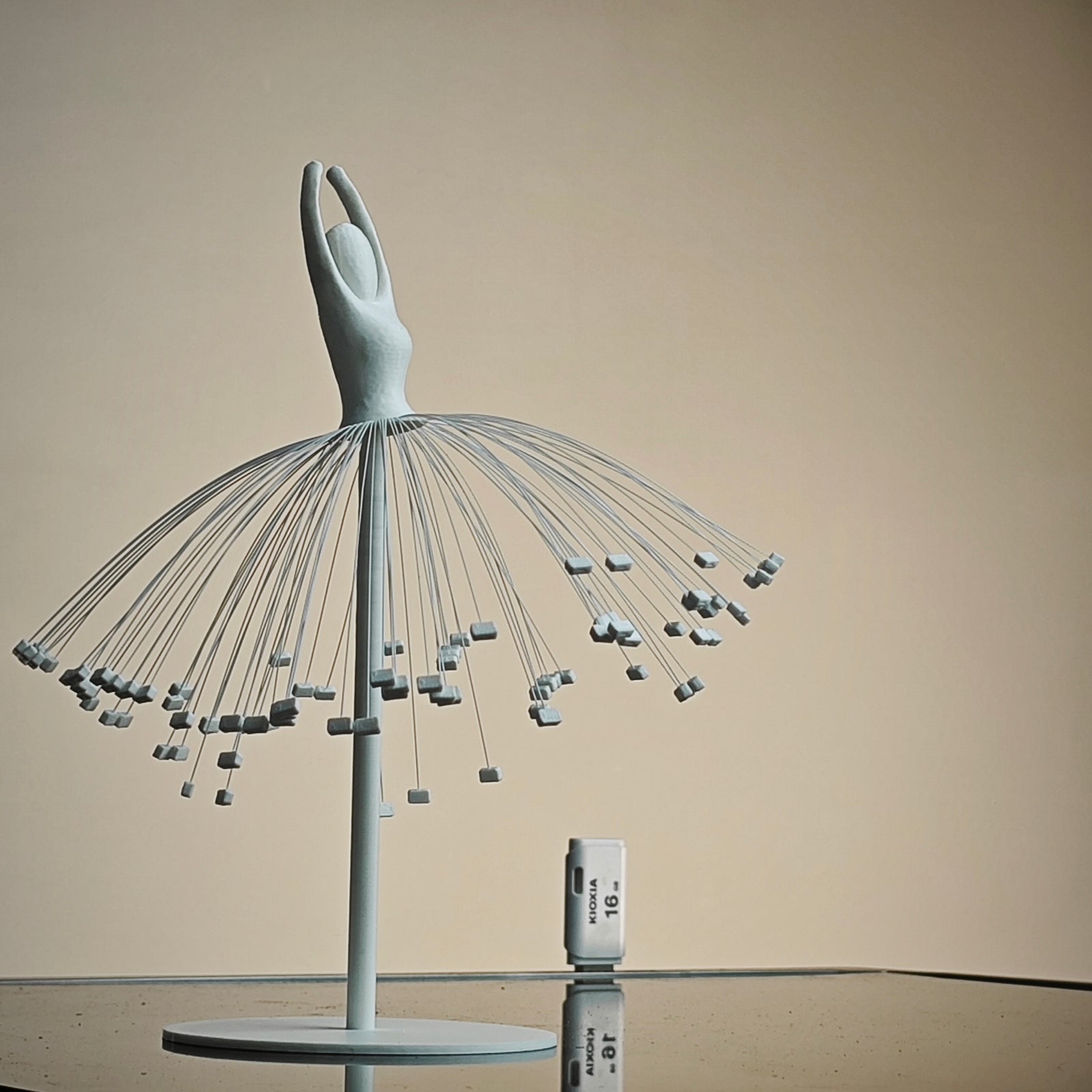 3D printed model of a white ballerina girl