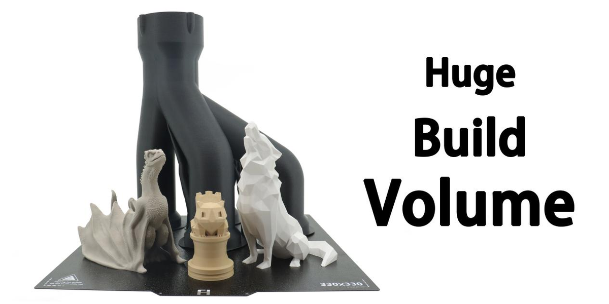 Large build plate holding a vase dragon and figurines