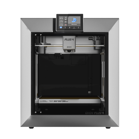 QIDI Plus4 3D printer with 305x305x280mm build volume and touchscreen.