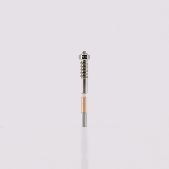 Q2 Tungsten Carbide Bimetal nozzle, 0.4 mm. All-metal integrated design for durable, precise 3D printing.